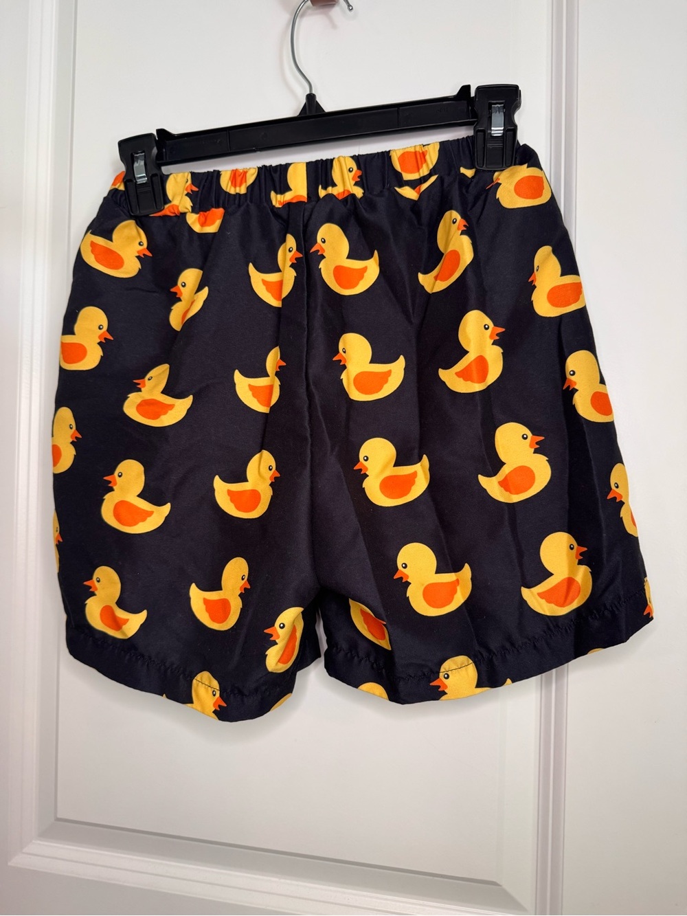 Kids Black Shorts with Yellow Duck Pattern